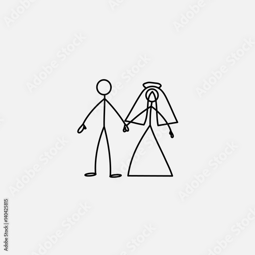 Wedding family icon stick figure vector