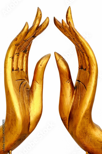 Buddha hand make from wood  isolated on white
