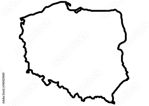 Poland border on a white background circuit