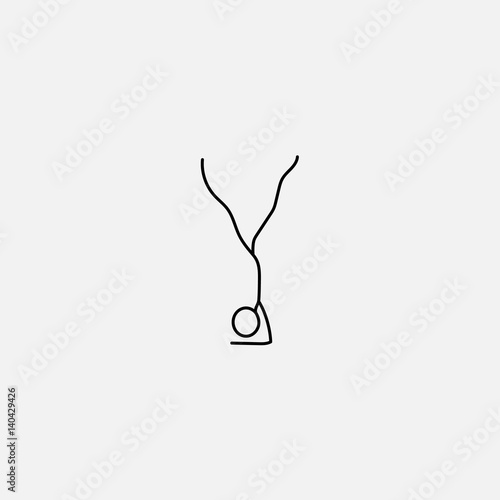 Cartoon icon of sketch little stick figure standing on his arms