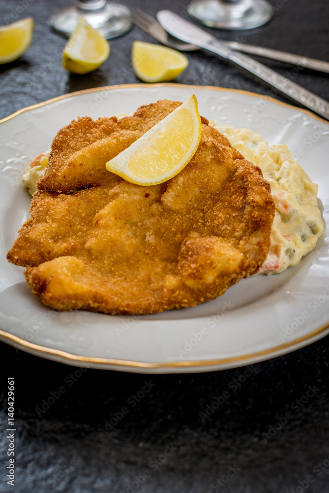 Schnitzel with salad Schnitzel with salad