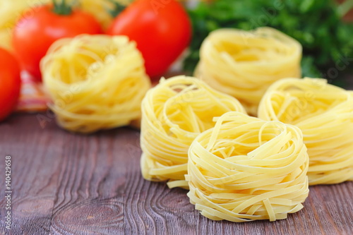 Spaghetti nest prepared for cooking