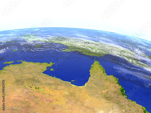 Northern Australia on realistic model of Earth