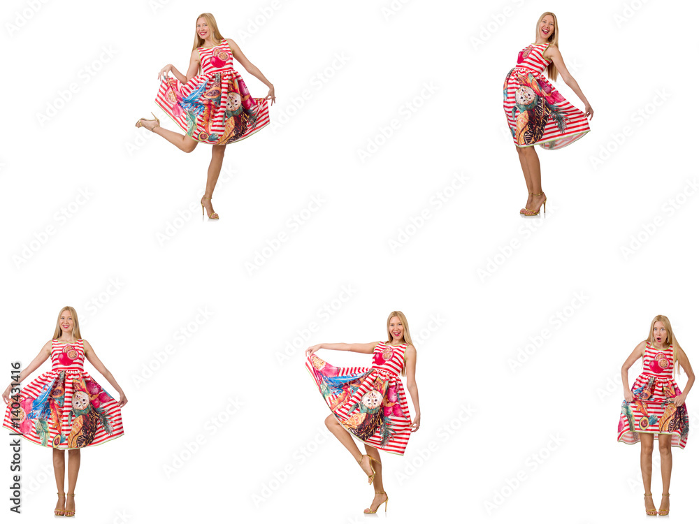 Collage of woman in fashion look isolated on white Collage of woman in fashion look isolated on white