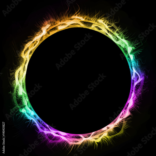 Space Circle Mandala, Black Background