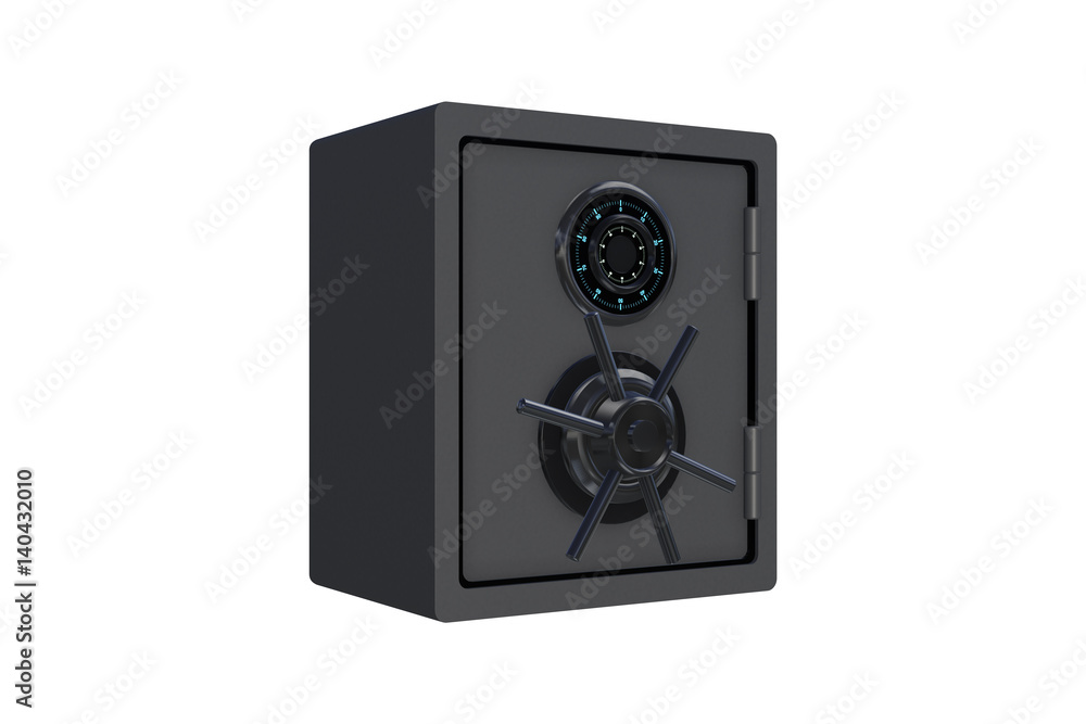 Steel money safe isolated on white - 3d rendering Steel money safe isolated on white - 3d rendering