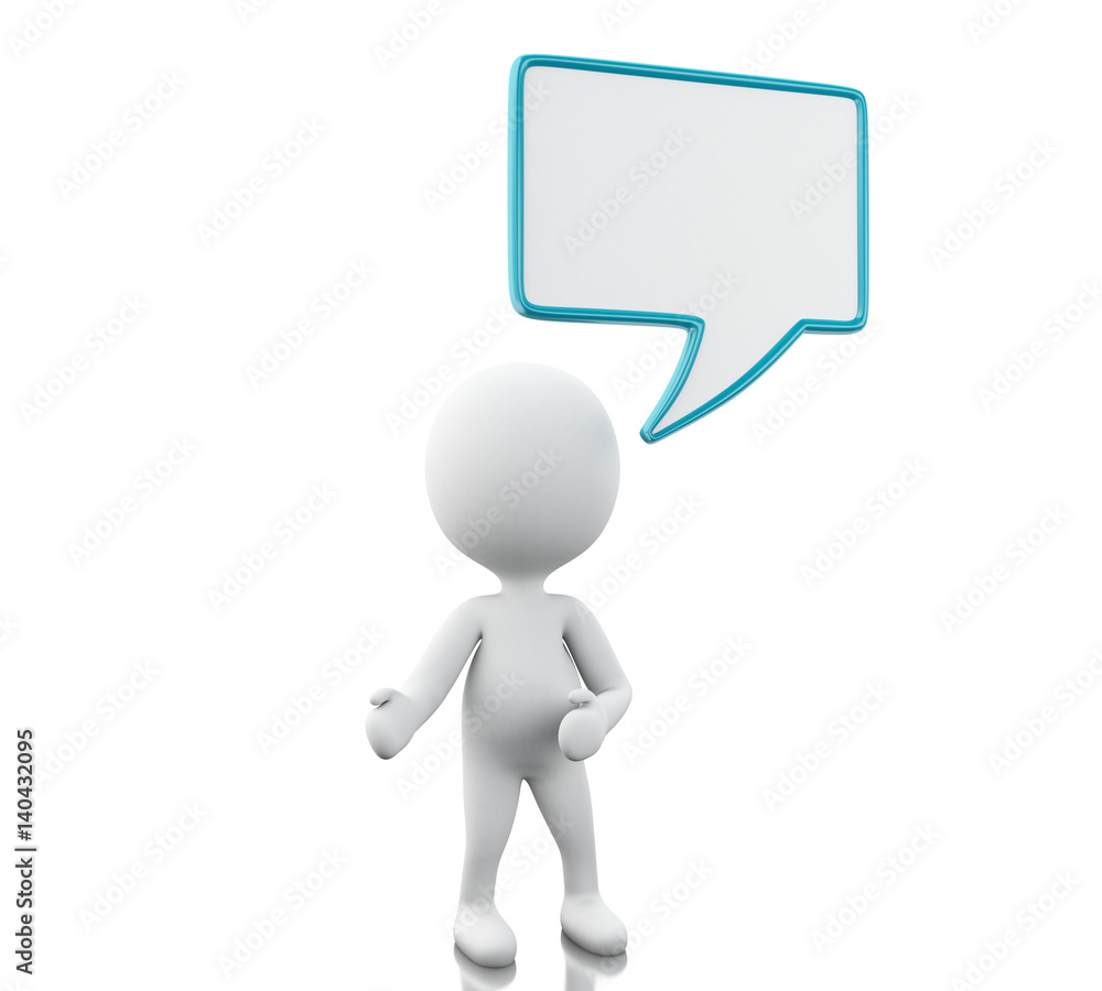 3d White person with empty speech bubbles 3d White person with empty speech bubbles