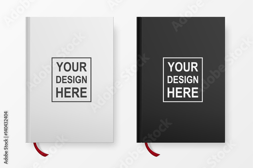 Realistic book blank cover set. Design templates isolated on white. Vector EPS10 mock up.