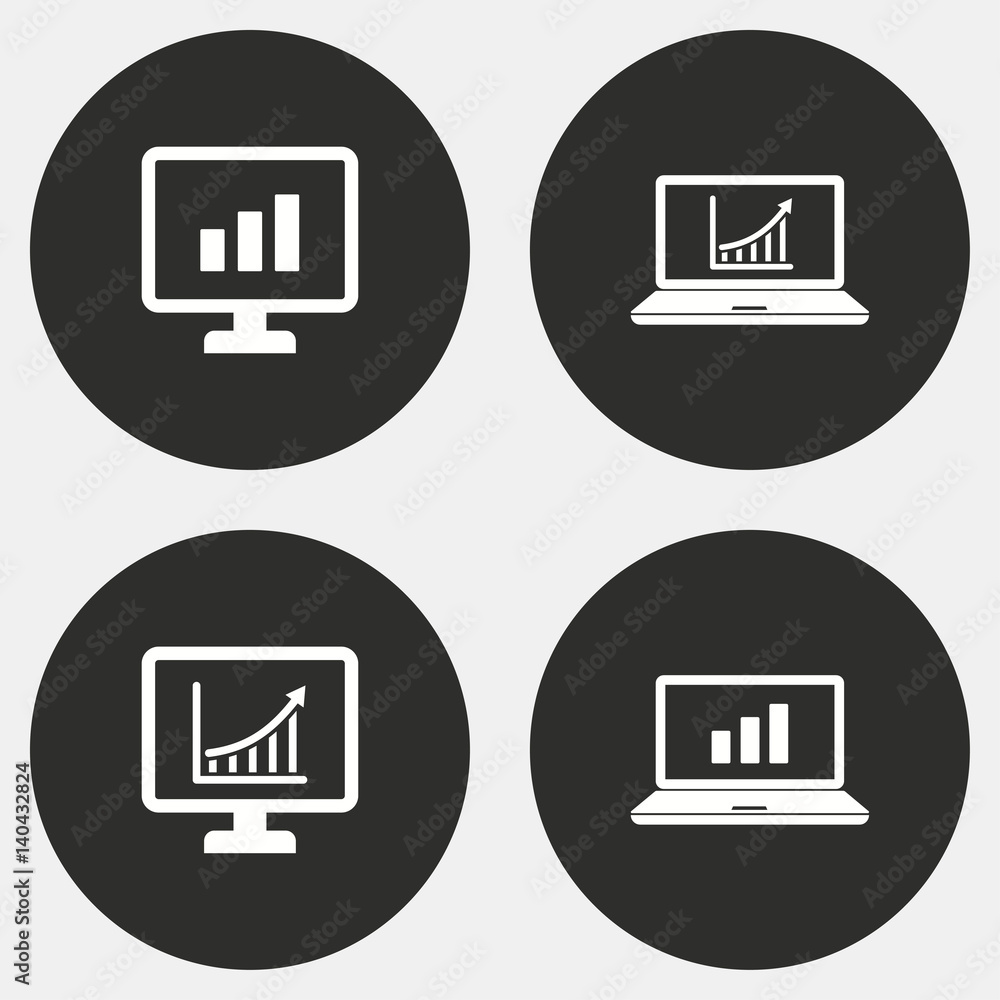 Diagram screen icon set. Diagram screen icon set.