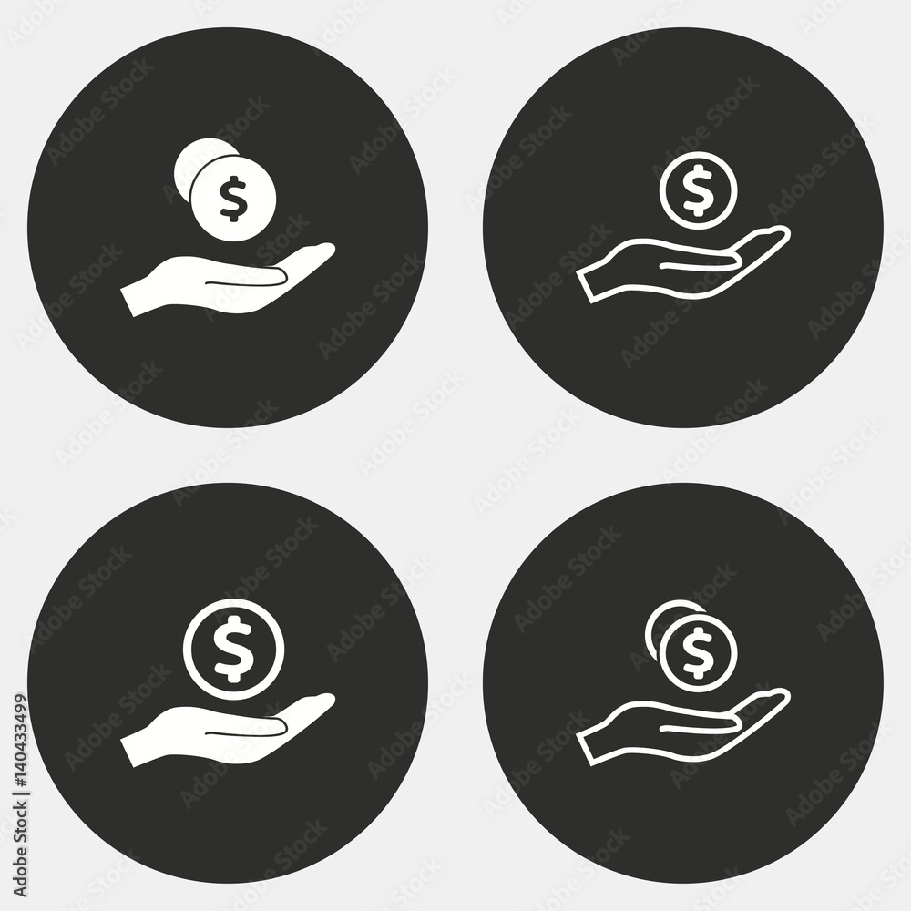 Cash on hand icon set. Cash on hand icon set.