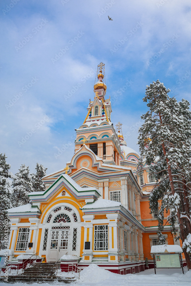 ALMATY, REPUBLIC OF KAZAKHSTAN - NOVEMBER 20, 2016: Ascension Cathedral in Almaty, built in 1907