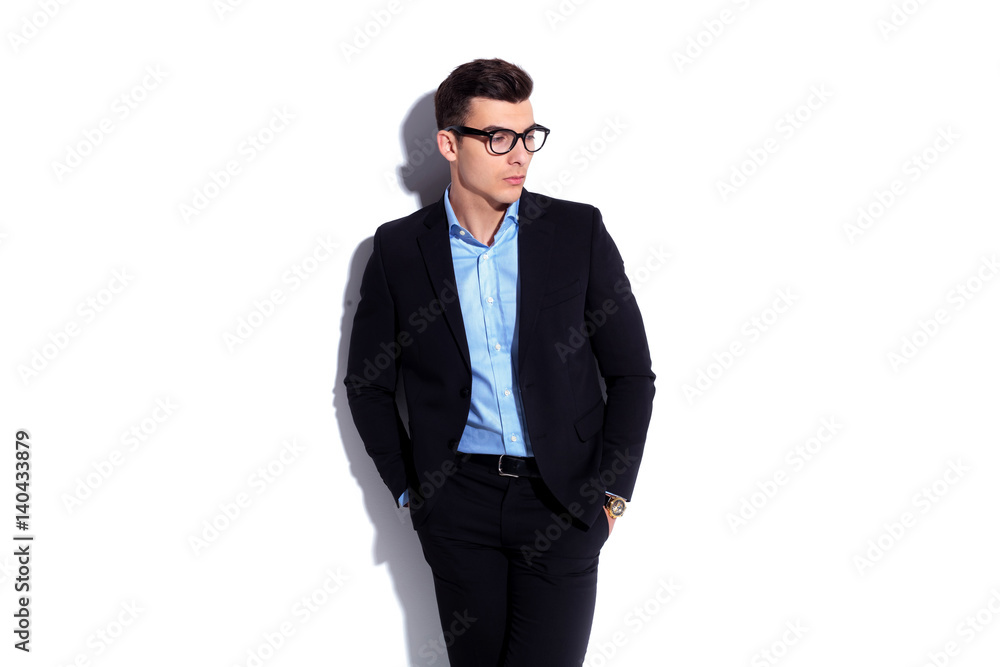 young business man looking to side young business man looking to side