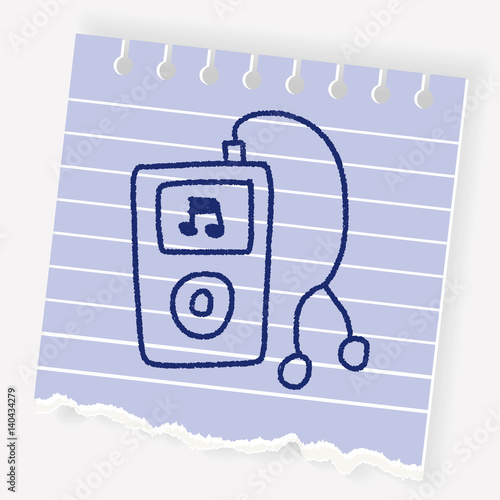 music player doodle drawing