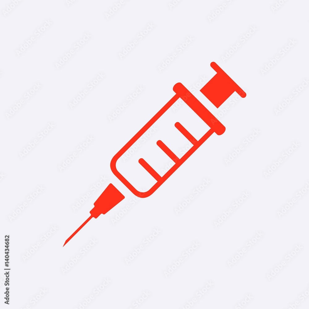 Injection syringe flat icon vector for medical apps and websites Injection syringe flat icon vector for medical apps and websites
