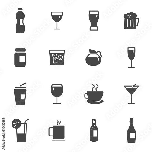 Vector black drinks icons set