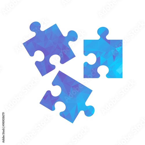 Polygon Triangle blue puzzle. Modern polygonal icon for business. Flat vector cartoon illustration. Objects isolated on a white background.