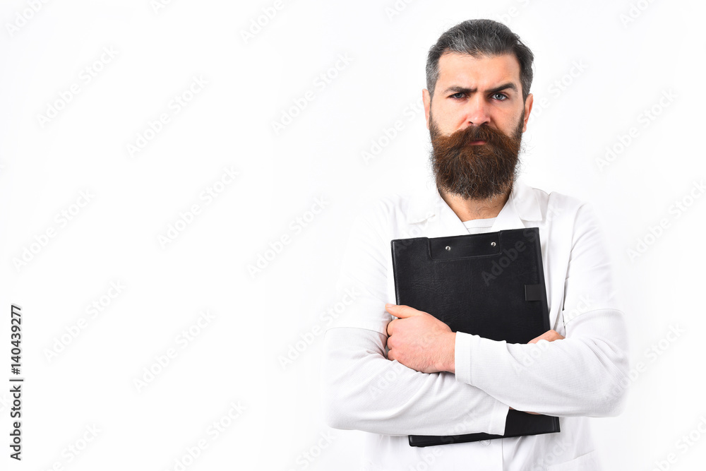 Bearded brutal caucasian doctor or postgraduate student Bearded brutal caucasian doctor or postgraduate student