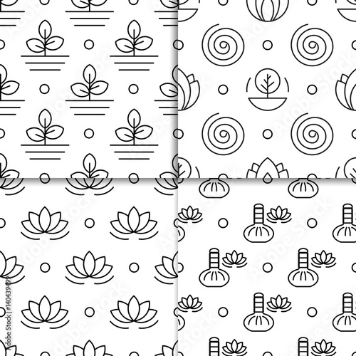 Set alternative medicine vector pattern with symbols of ayurvedic medicine and medicine herbs treatment. Patterns for packaging and wrapping paper products holistic, healthy lifestyle