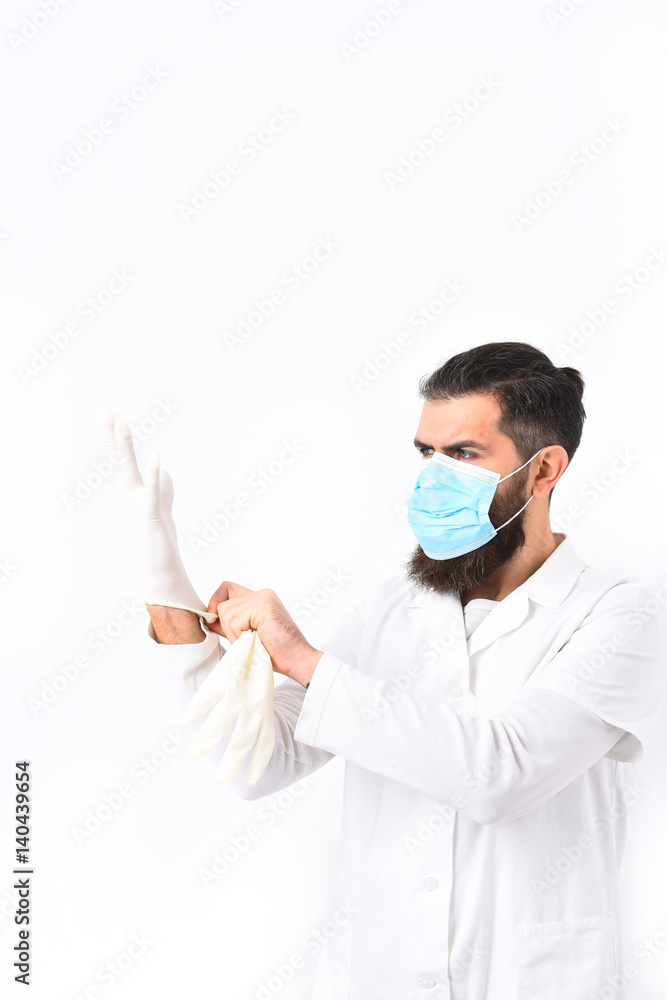 Bearded brutal caucasian doctor or postgraduate student Bearded brutal caucasian doctor or postgraduate student
