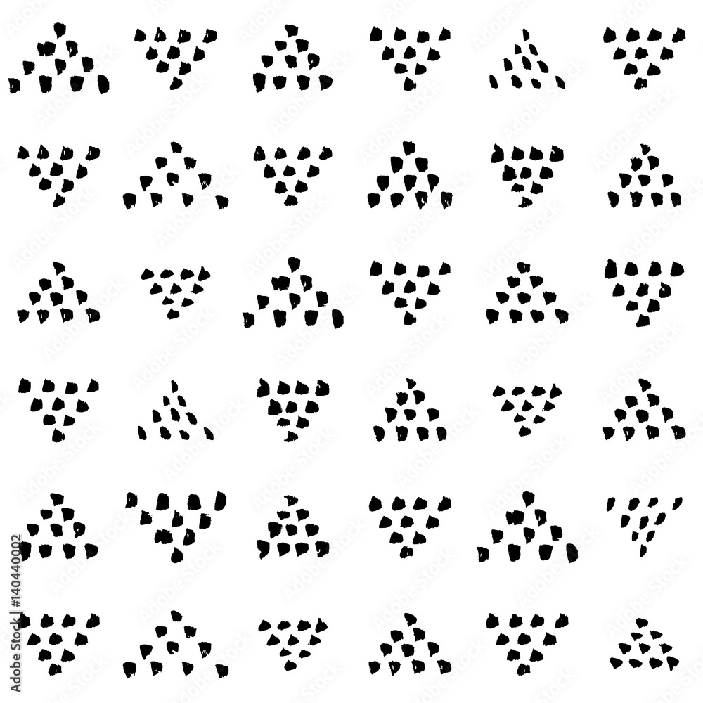 Hand-drawn grunge pattern with a dry brush using black ink. Pattern made of geometric shapes, strokes and spots. Vector background can be used in printing, fabric, packaging, fashion, wraping Hand-drawn grunge pattern with a dry brush using black ink. Pattern made of geometric shapes, strokes and spots. Vector background can be used in printing, fabric, packaging, fashion, wraping