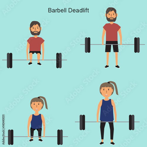 Couple with weight training vector. illustration EPS10