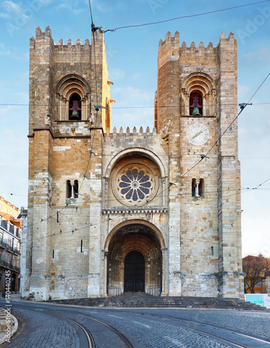 Lisbon - Front view of Santa Maria Maior cathedral of Lisbon, Portugal - nobody