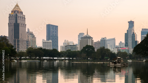 Sunset skyline from Lumpini park at Bangkok, Thailand