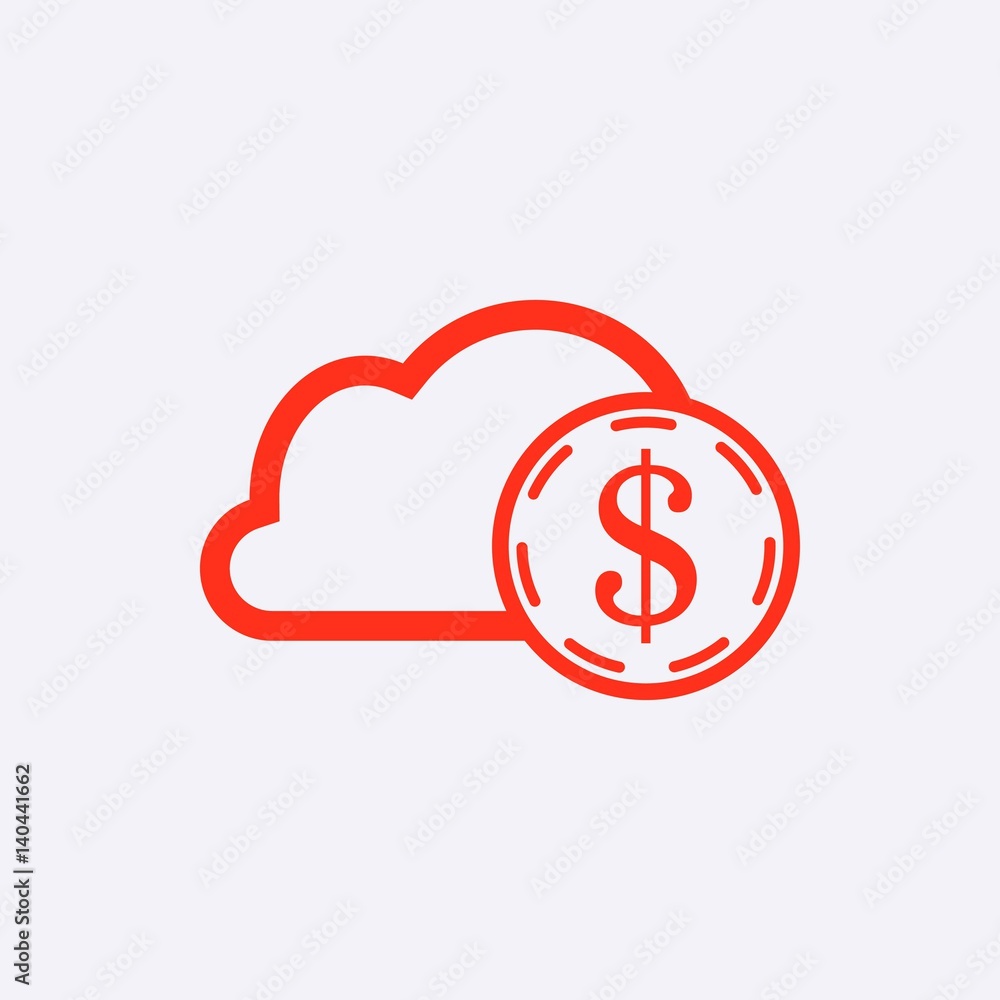 dollar money cloud icon stock vector illustration flat design dollar money cloud icon stock vector illustration flat design