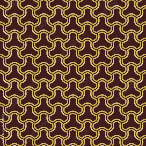 Seamless brown and golden ornament. Modern geometric pattern with repeating elements