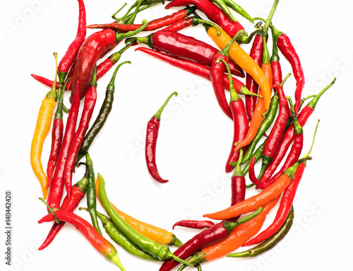 Фотография colorful fresh vegetable, capsicum, chilly pepper isolated on white background