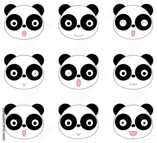 Fototapeta Naklejka Na Ścianę i Meble -  Panda face many emotions.