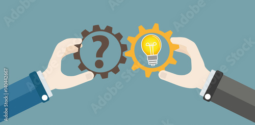 Hands Gears Idea Bulb Question Teamwork Concept
