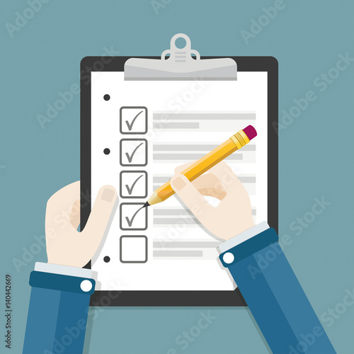 Hands Clipboard Checklist Pencil