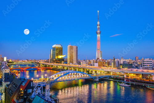 Tokyo skyline with the Sumida River