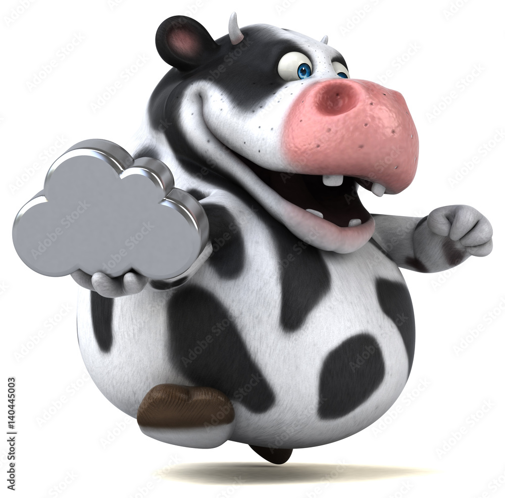 Naklejka premium Fun cow - 3D Illustration