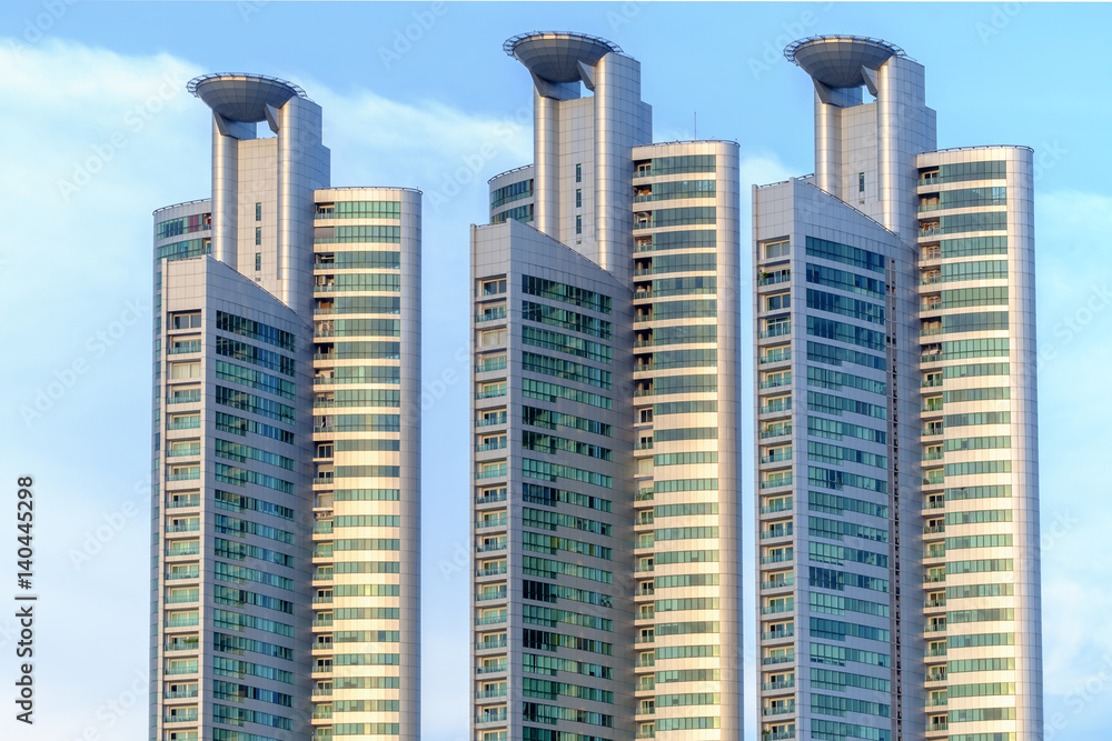 Close up cityscape view of buildings at Benjakitti Park. Close up cityscape view of buildings at Benjakitti Park.