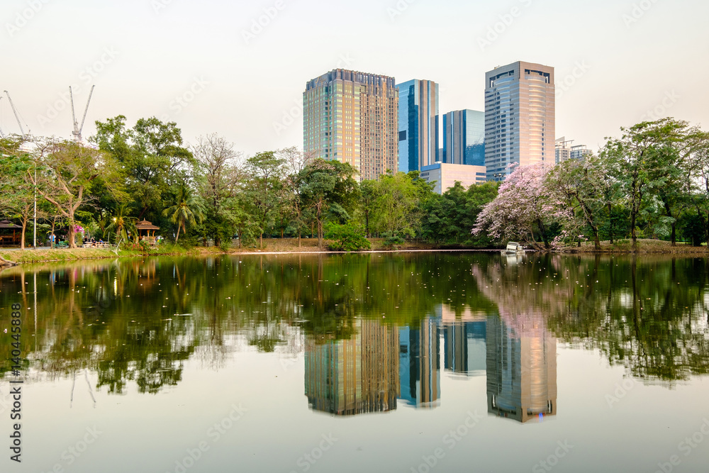 Cityscape, office buildings and apartments in Thailand at dusk. Cityscape, office buildings and apartments in Thailand at dusk.