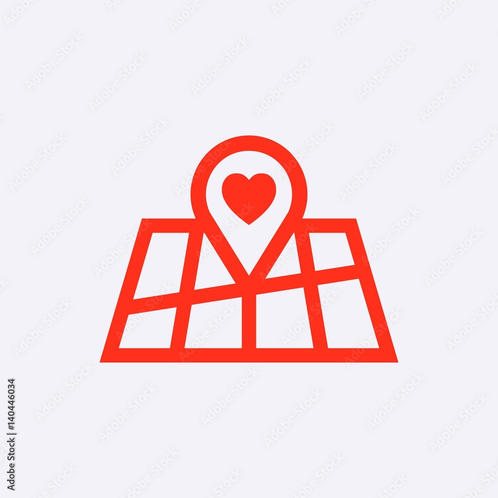 pointer pin up icon with heart stock vector illustration flat design pointer pin up icon with heart stock vector illustration flat design