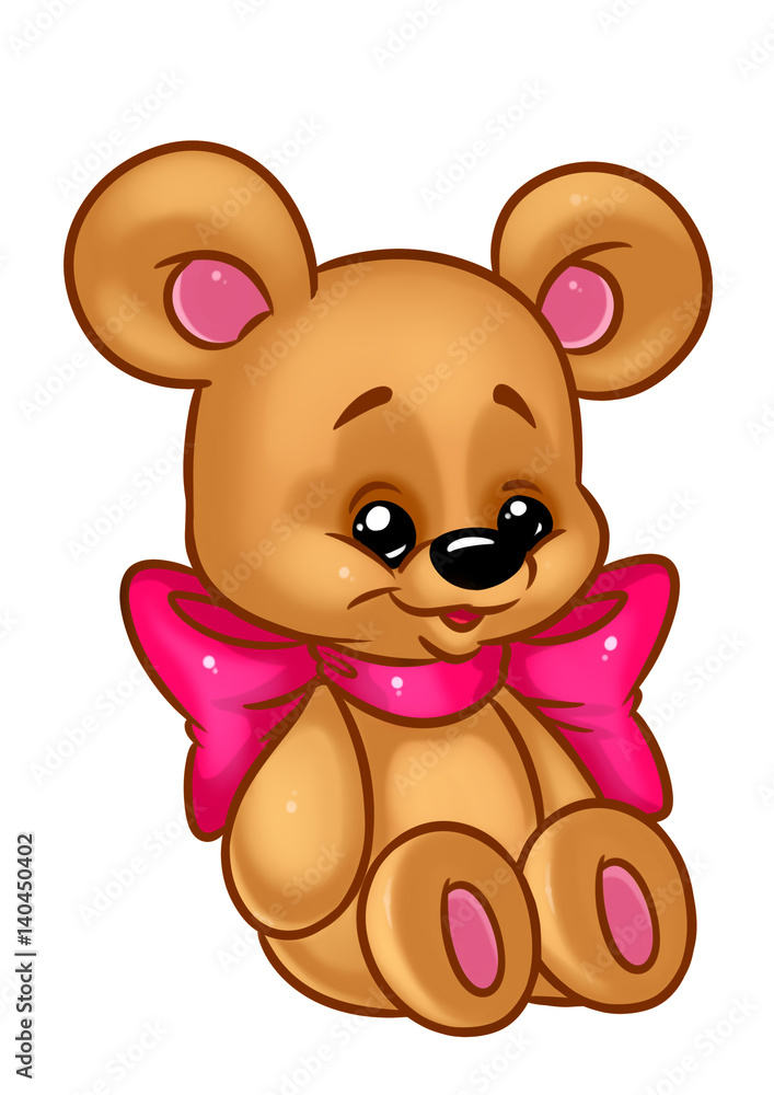 Obraz premium Bear toy bow animal character cartoon Illustrations