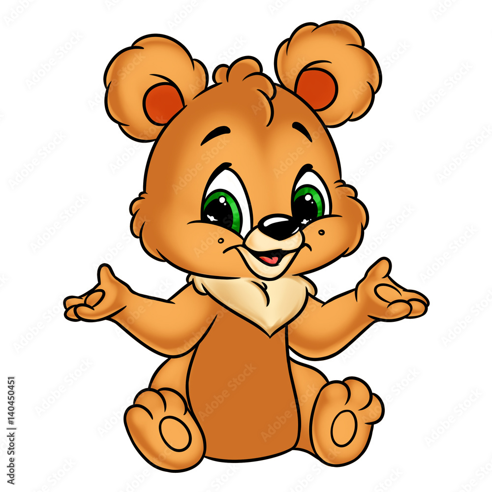 Fototapeta premium Bear cheerful cartoon Illustrations isolated image character