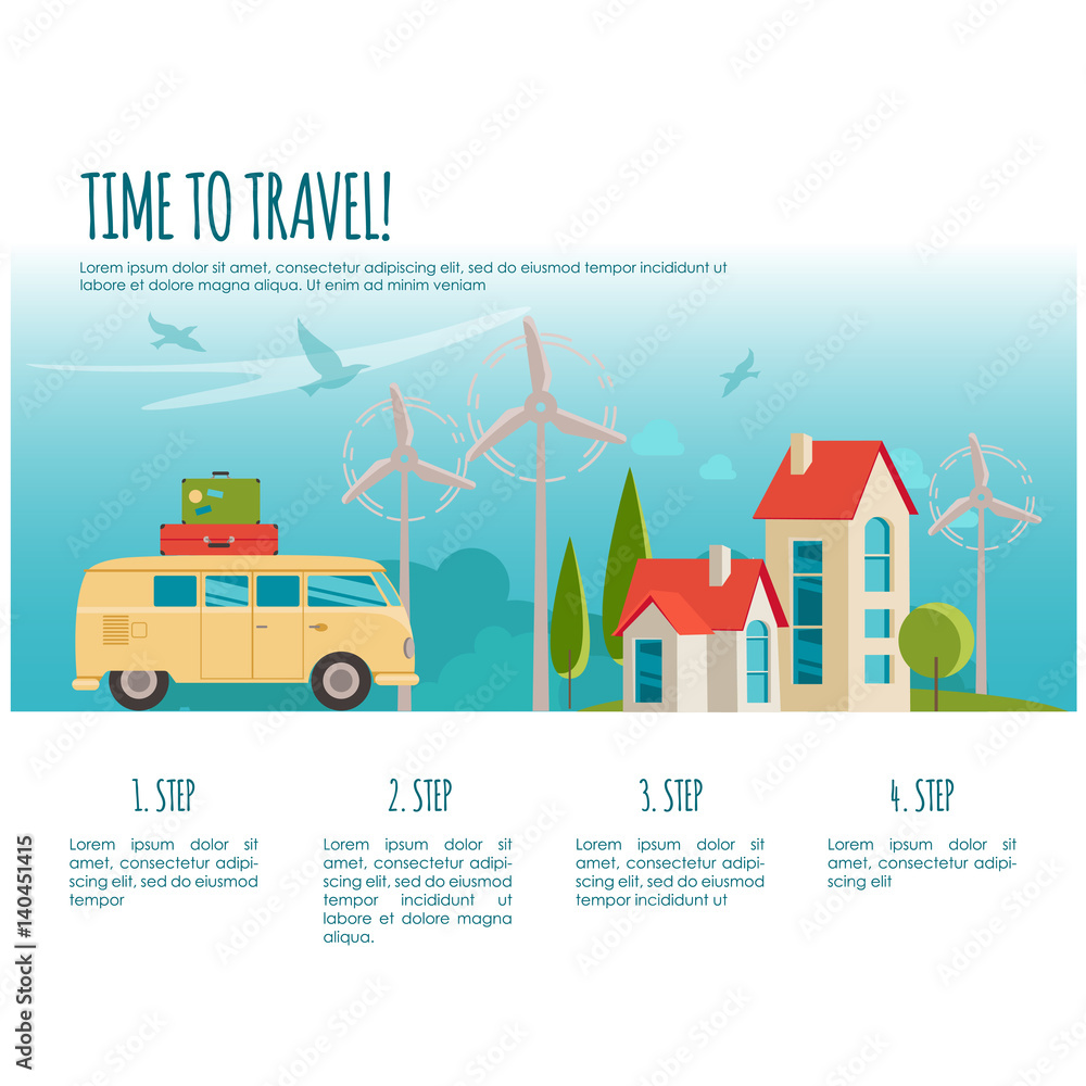 Travel by car, world travel, summer travel, journey, tourism infographic