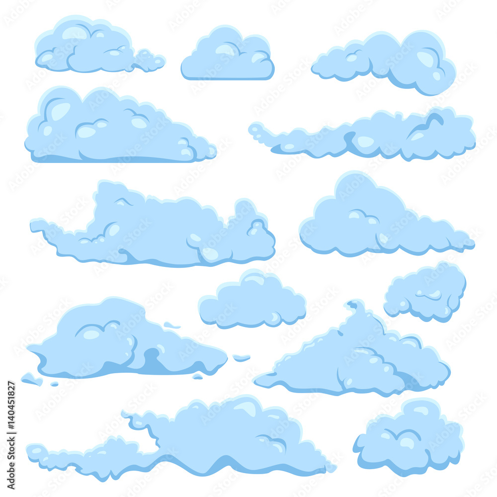 Vector Set of Cartoon Cloud on White Background Vector Set of Cartoon Cloud on White Background