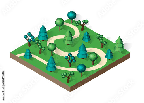 Isometric view projection summer landscape.