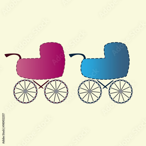 Baby carriages for boys and girls Icons