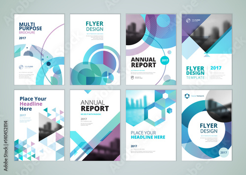Brochure, annual report, flyer design templates in A4 size. Set of vector illustrations for business presentation, business paper, corporate document cover and layout template designs.