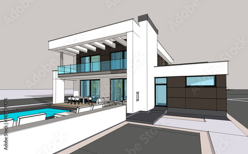 3d rendering of modern cozy house © korisbo