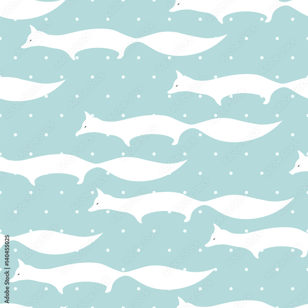 Vector flat Cute Fox illustration seamless pattern background. Vector flat Cute Fox illustration seamless pattern background.