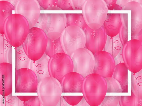 BLANK CARD WITH FRAME AND PINK BALLOONS