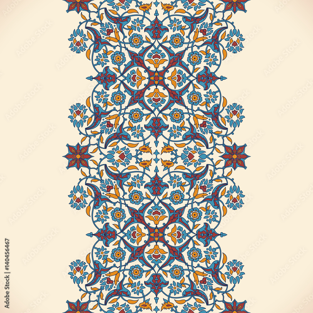 Arabesque vintage seamless border elegant floral decoration print for design template vector