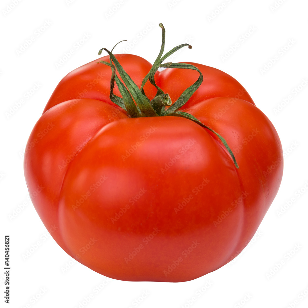 Bio organic beef tomato isolated on white background - obrazy, fototapety, plakaty 